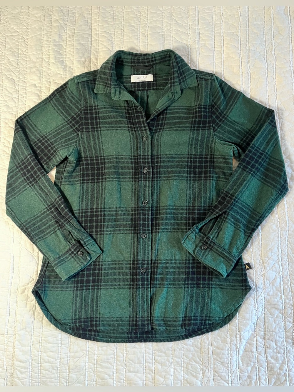 ANIÁN The Sunday Flannel Shirt Green Black Plaid Women's - S